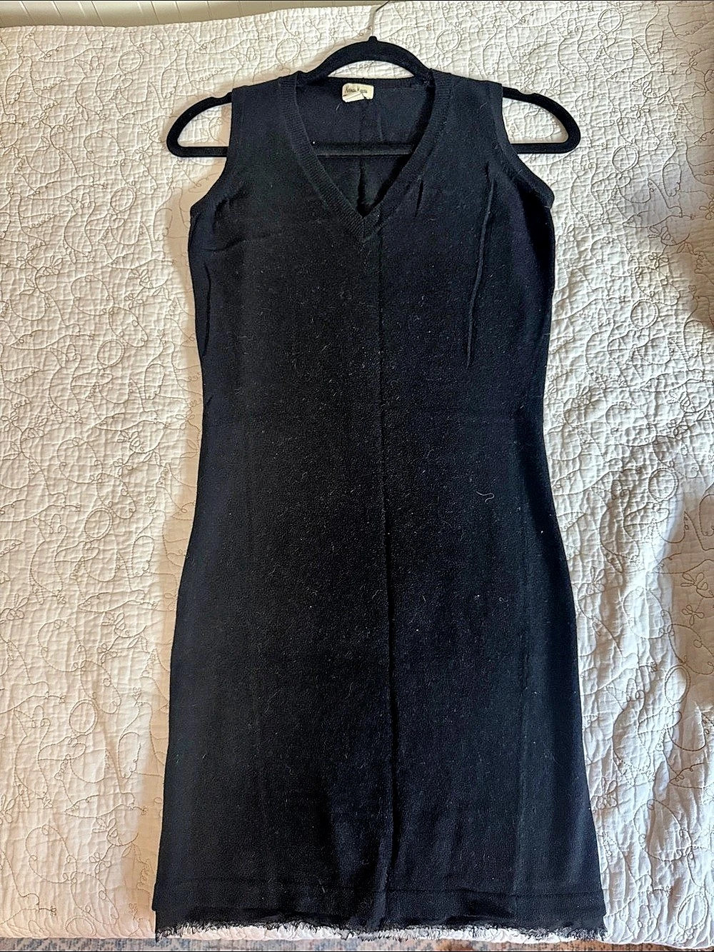 Neiman Marcus Cashmere Silk Black Sleeveless Midi Dress Size S